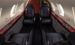 Interior of Citation 525 with black upholstery