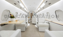 Light, bright, and cozy updated interior of GLEX aircraft