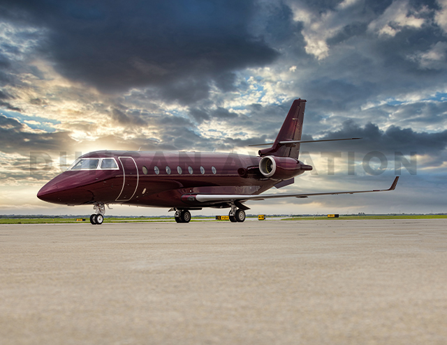 Exterior of Gulfstream 200 painted in stunning Merlot