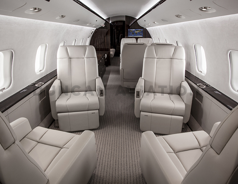 Light mocha interior of updated Global Express