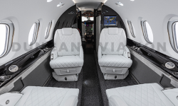 Interior refurbishment of Hawker 800 in black and white