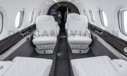 Four leather club seats in refurbished Hawker 800