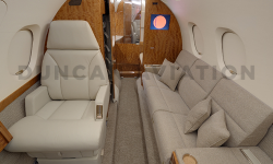 Cool beige interior of updated Hawker 800