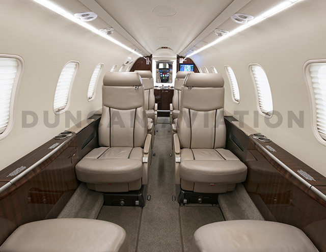 Learjet 45 updated interior in cool brown and cream