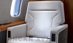 White leather seat in refurbished Global Express by Duncan Aviation