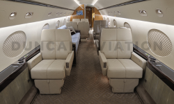 Creamy updated interior of Gulfstream GIV