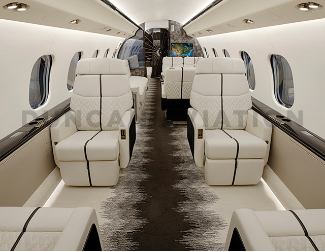 Cream and black updated interior of Global Express