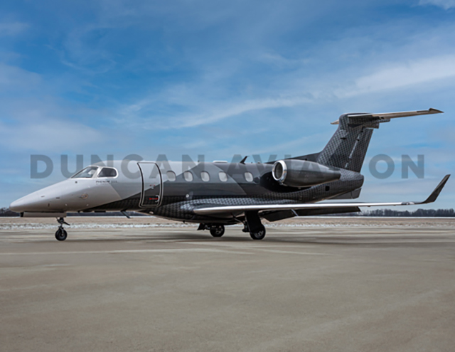 Gray and black paint on Embraer