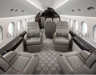 Warm gray interior of updated Falcon 900